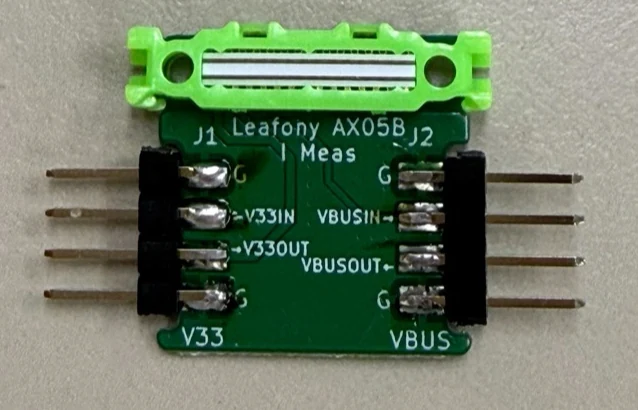 AX05B I Meas with the single-row four-pin headers soldered in place